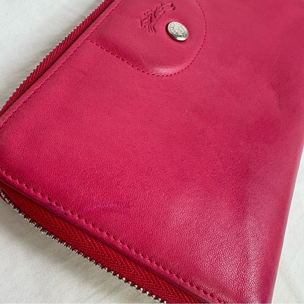 LONGCHAMP Pink Leather Bifold Wallet * flaws* - Picture 4 of 16